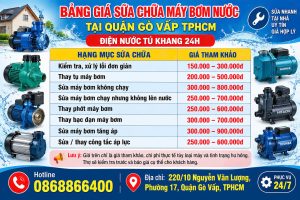 bảng giá tham khảo sửa máy bơm tại gò vấp TPHCM