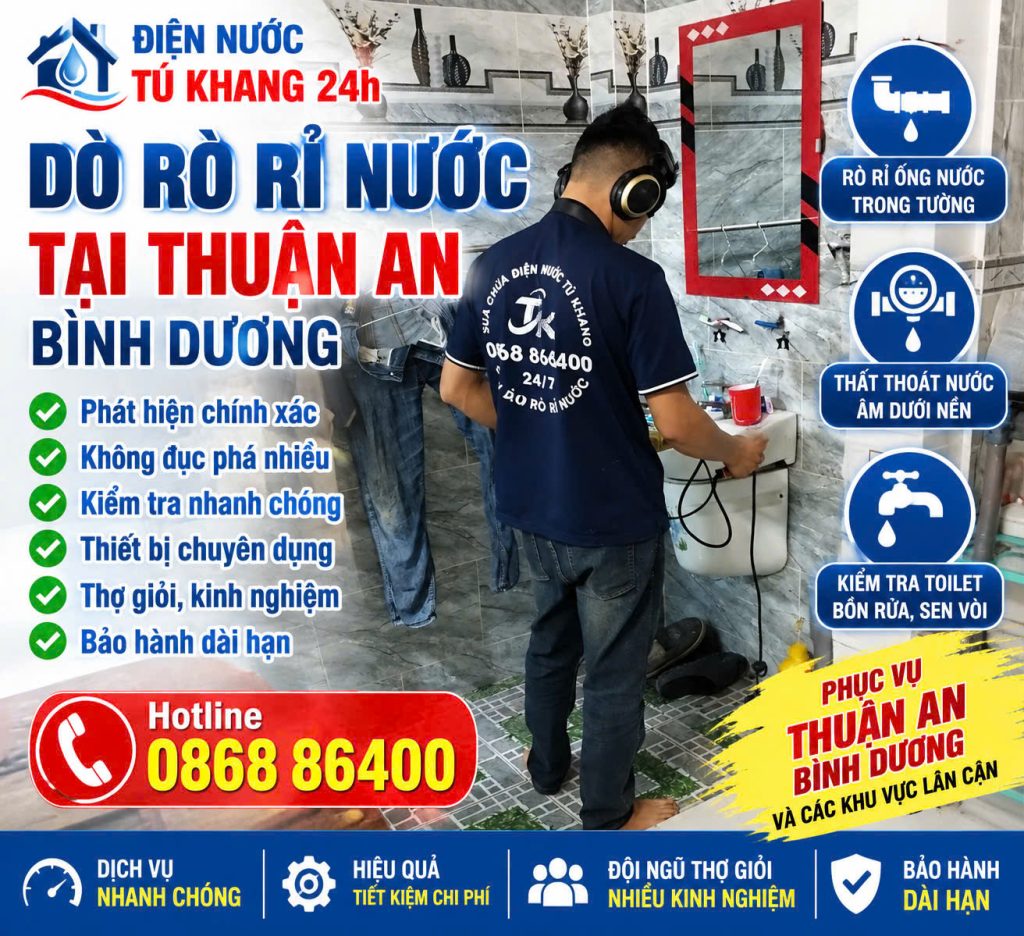 dò nước rò rỉ Thuận An Bình Dương